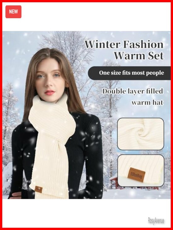 Winter Knit Beanie Hat Scarf Gloves Cold Weather Set, Touchscreen Gloves main image 6